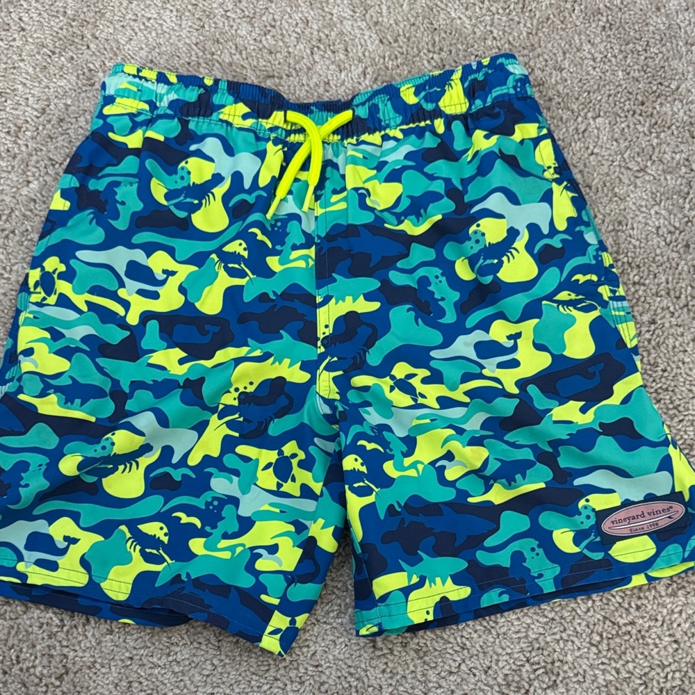 Vineyard Vines Blue and Green Camo Swim Trunks